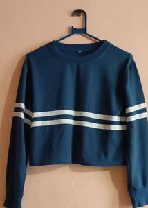 Blue Striped Crop Top