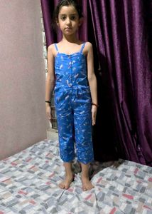 Elle Kids Blue Printed Jumpsuit