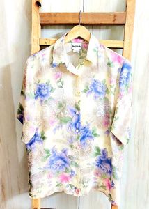 Floral Cream Colour Shirt Size-40