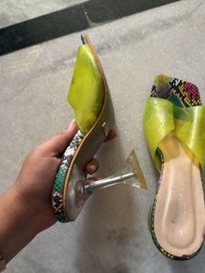 Styleaves Transparent Snake Print Mules - Size 39