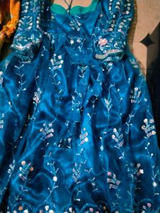 Teal Embroidered Ethnic Gown