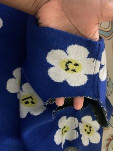 woollen tank top with floral prints