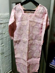 Pink Embroidered Kurta with salwar