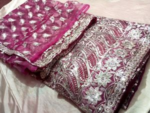 Pink Designer Heavy Work Saree (Women)