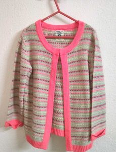 Cute Striped Open Pink Cardigan