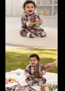 Cozy Plaid Teddy Set for Baby