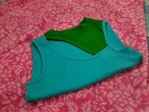 Sassafras Blue Green Colorblocked Top