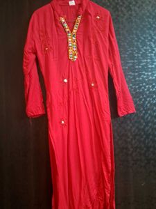 Beautiful Designed Red Kurti