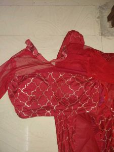 Red Embroidered Dress Material