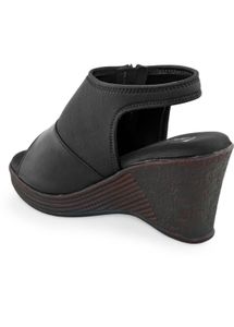 Black Wedge Slingback Sandals