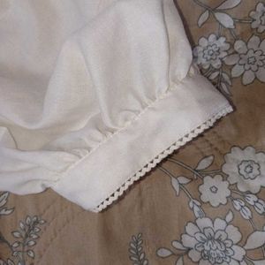 White Collar Puff Sleeves Casual Top/Shirt