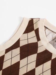 Brown &amp; Beige Argyle Sweater Vest – Vintage