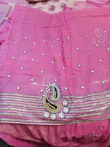 Pink Embellished Sari