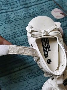 Leather White Bow Shoes