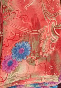 Pink saree with attached blouse piece