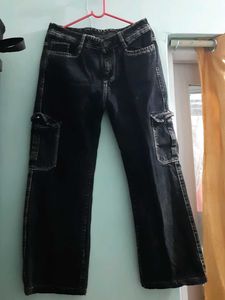 Wide leg black jeans
