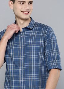 Blue Checkered Casual Shirt, Size:M