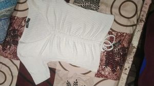 White Ribbed Knit Top