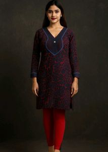 Floral Kurta with Red Leggings