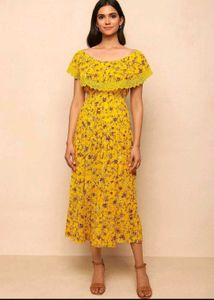Floral Yellow Midi Dress