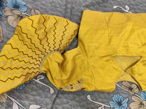 Yellow &amp; Brown Embellished Lehenga