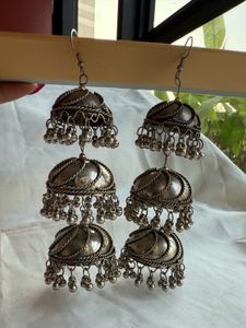 Oxidise, silver colour earrings, JhumkaS