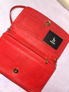 HAZZYS Red Leather Crossbody Wallet
