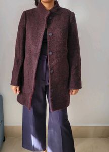 Burgundy Wool Blend Coat