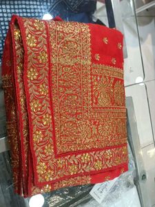 Red & Gold Embroidered Saree