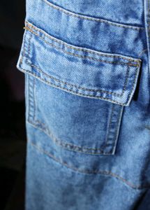 Unisex Blue Denim High Waist Baggy Jeans