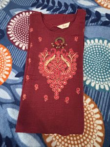 Red Embroidery Kurta