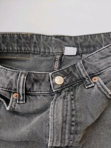 Grey faded denim shorts