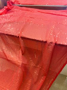 🩷coral peachish pink Sequin saree🩷