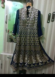 Elegant Navy Blue &amp; Gold Kurta