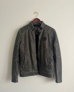 Charcoal Gray Leather Jacket