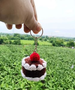 Handmade Crochet Cake Keychain