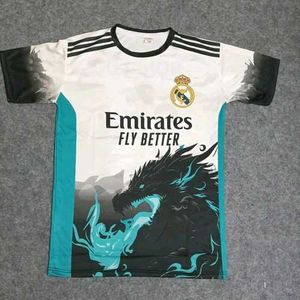Real Madrid Dragon Design Jersey, White and Black