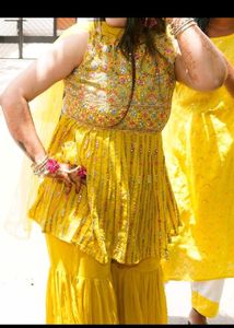 Beautiful Yellow Embroidered Suit Set