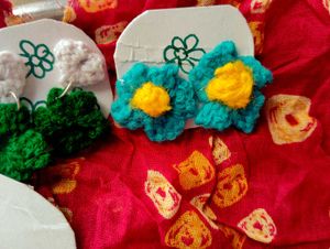Crochet Heart Pendent With Earrings