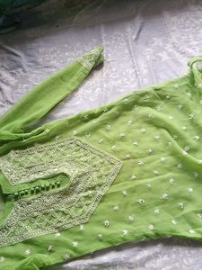 Lime Green Embroidered Kurti🌿💚✨