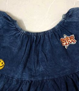Off-Shoulder Denim Top For Girls