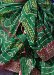 Green Bandhani Saree