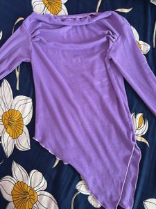 Purple Asymmetrical Long Sleeve Top