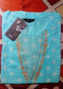 Soothing Aqua Blue Printed Kurta By SOCH