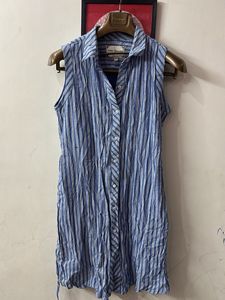 Striped Sleeveless Shirt Dress
