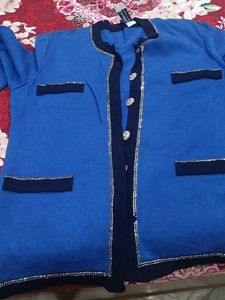 Elegant Blue Knit Cardigan