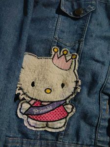 Distressed Hello Kitty Denim Jacket