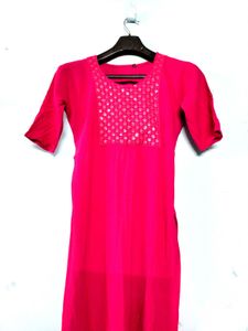 Vibrant Pink Kurti with Sequin Work