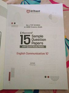 ARIHANT Class 10 - 15 SQP English Communicative