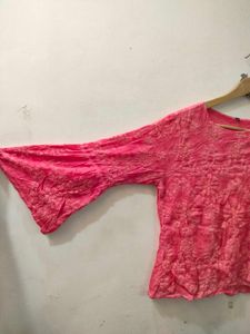 Coral Embroidered Bell Sleeve Top